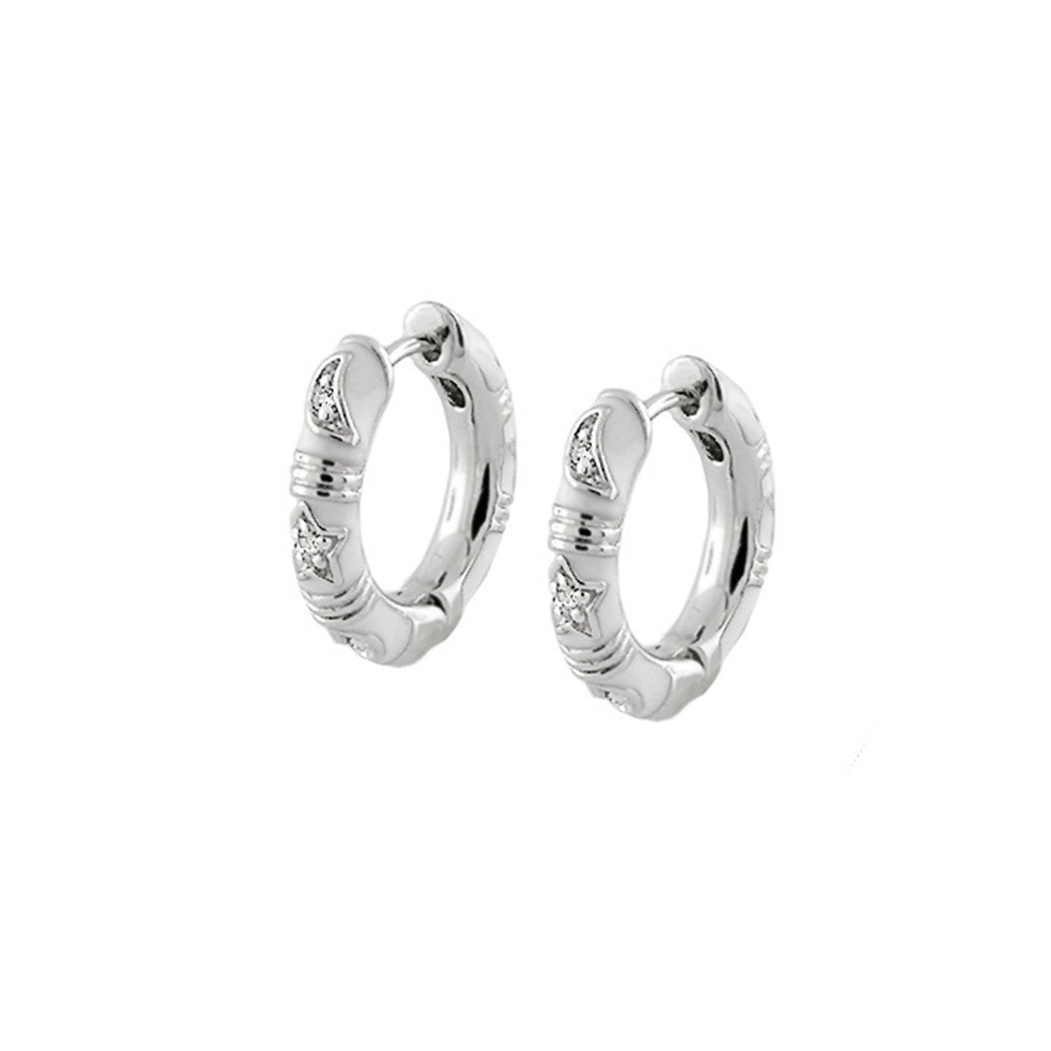 Stars of Night Earrings — Slim Hoop, silver-tone hoops with star crystal accents, Lauren G Adams on Tampa Home & Garden Store