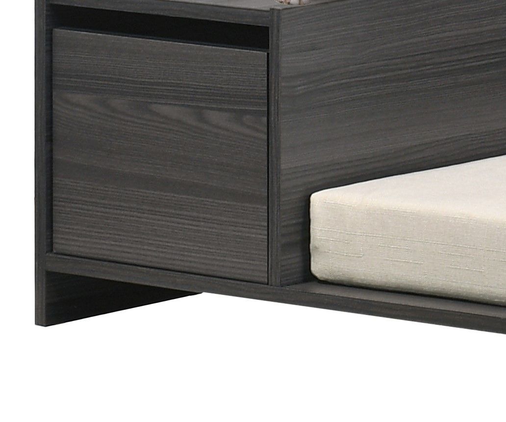 Esme wide comfy pet bed ash gray cushion in dark wood frame with side storage by HouseOfZazla on Tampa Home & Garden Store