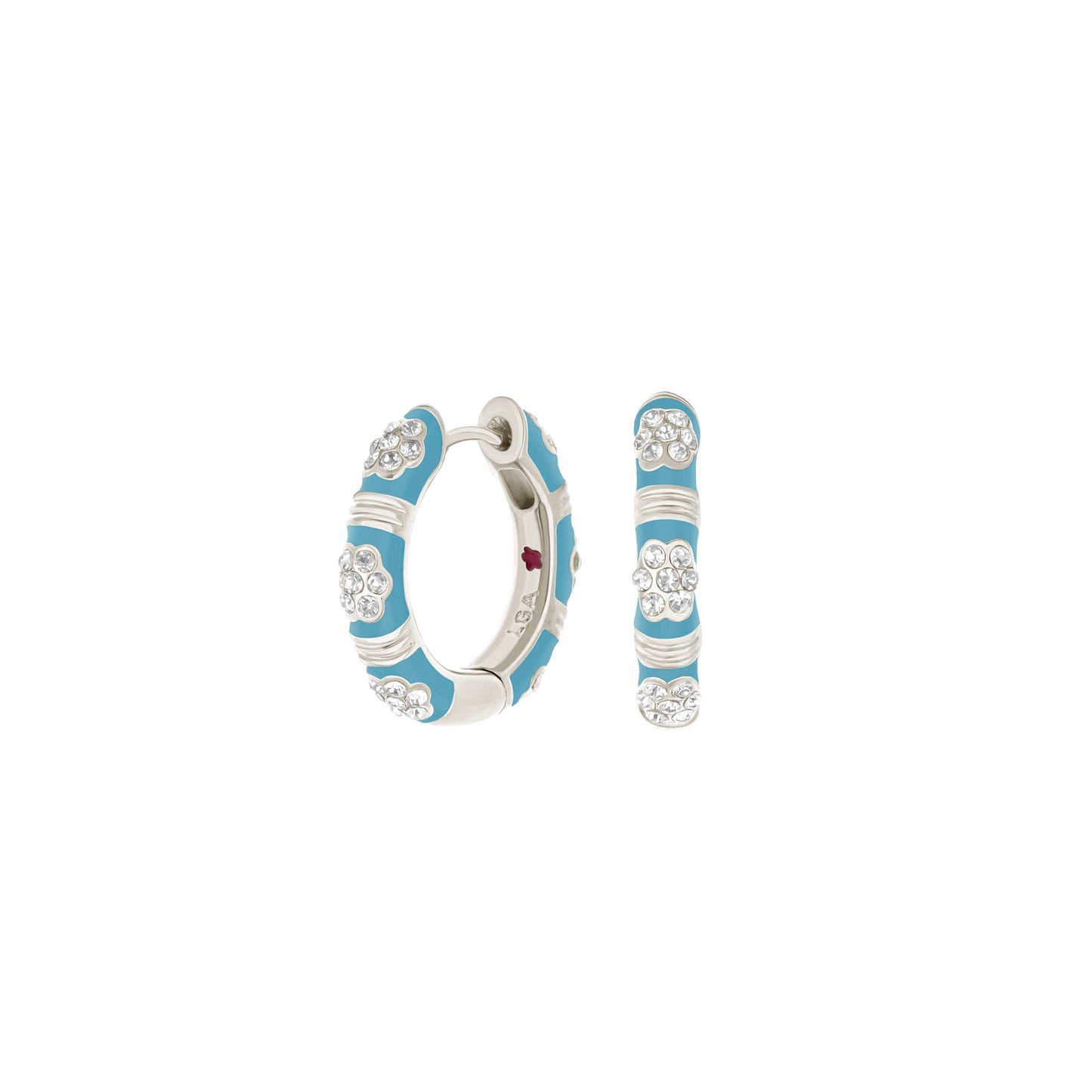 Daisy Love Pavé Cluster Huggie earrings in turquoise enamel with crystal pavé by Lauren G Adams on Tampa Home & Garden Store