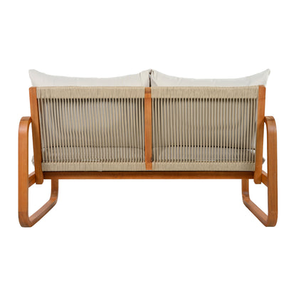 4 Piece Acacia Wood Patio Set and Thick Cushions
