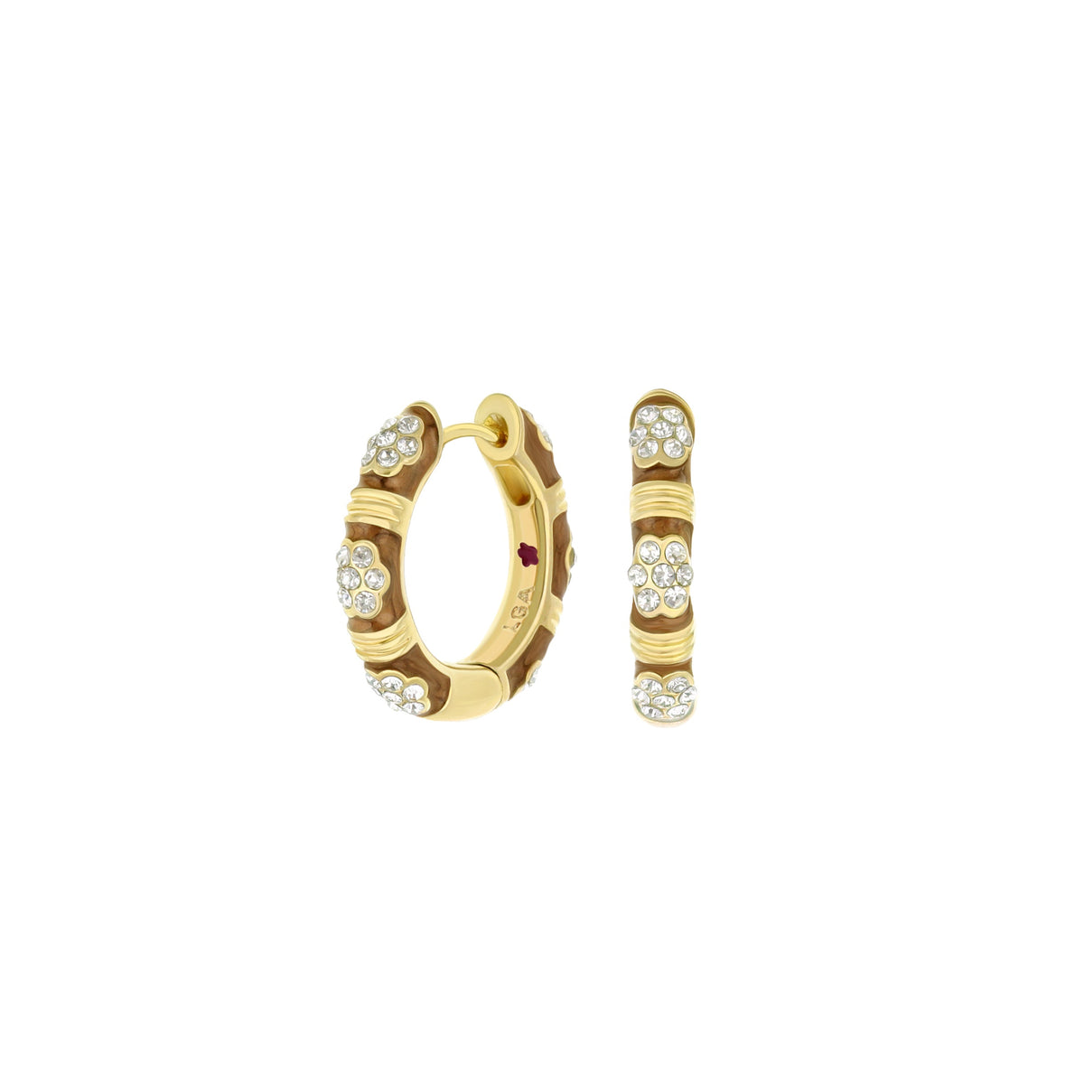 Daisy Love Pavé Cluster Huggie earrings, gold-tone hoops with pavé clusters Lauren G Adams on Tampa Home & Garden Store