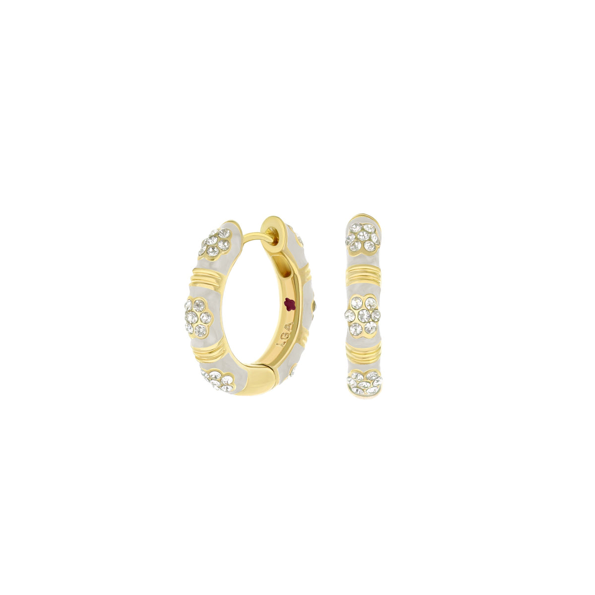 Daisy Love Pavé Cluster Huggie earrings gold with white enamel and crystal pavé Lauren G Adams on Tampa Home & Garden Store