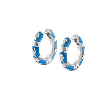 Ocean Love Huggies blue enamel hoop earrings pair by Lauren G Adams on Tampa Home & Garden Store