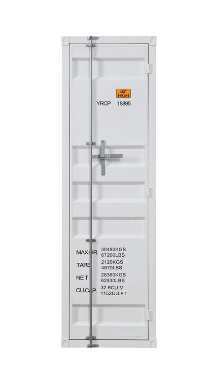 Cargo Wardrobe white metal triple wardrobe door with vertical locking rod and hinges on Tampa Home & Garden Store