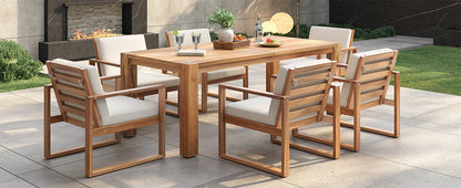 Trexm 7 Piece Acacia Patio Table and 6 Chairs Set