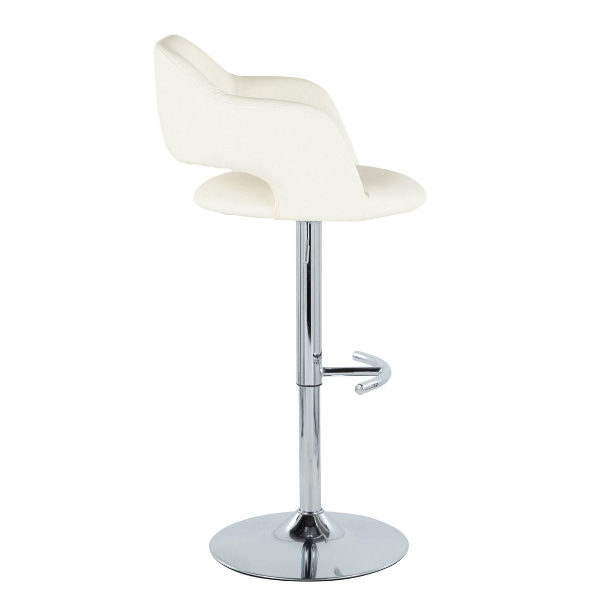 White contemporary adjustable barstool by HouseOfZazla with swivel and chrome base on Tampa Home & Garden Store