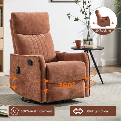 Orange heat massage manual recliner chair by HouseOfZazla with rocker and 360° swivel on Tampa Home & Garden Store