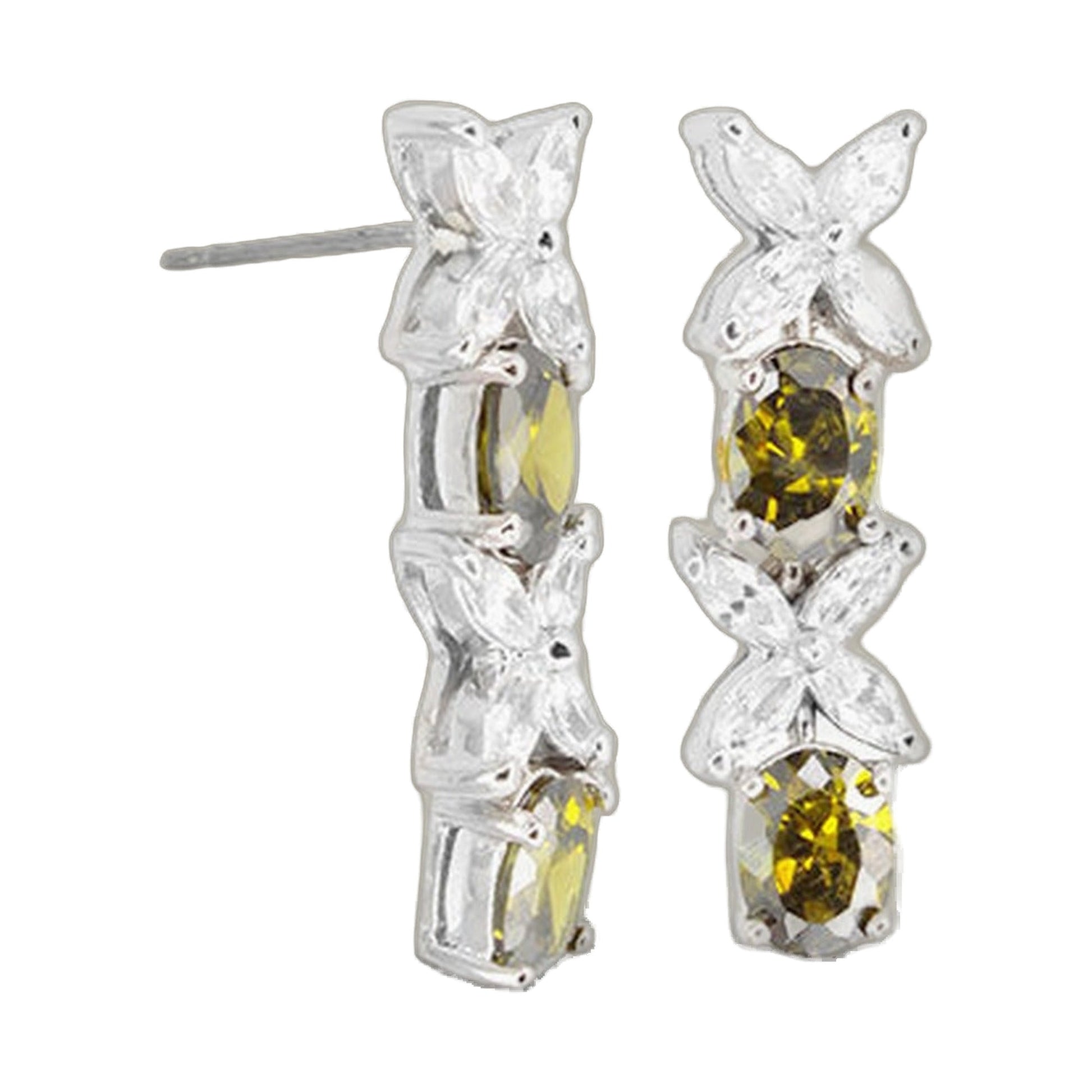 Drop earrings Lauren G Adams silver setting with yellow faceted crystal drops, 2-piece set on Tampa Home & Garden Store