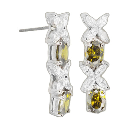 Drop earrings Lauren G Adams silver setting with yellow faceted crystal drops, 2-piece set on Tampa Home & Garden Store