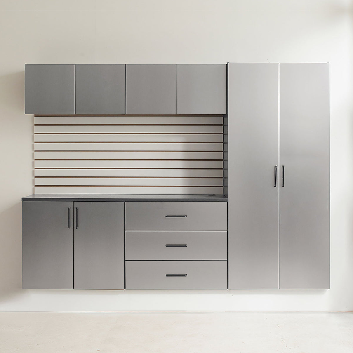 Garage cabinet set metallic gray by HouseOfZazla with soft closing drawers on Tampa Home & Garden Store