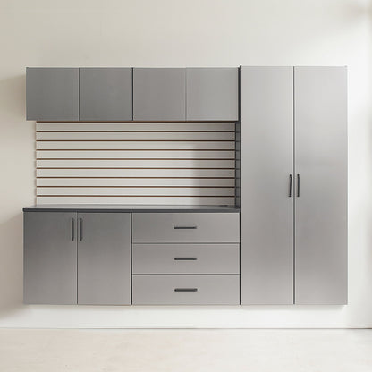 Garage cabinet set metallic gray by HouseOfZazla with soft closing drawers on Tampa Home & Garden Store