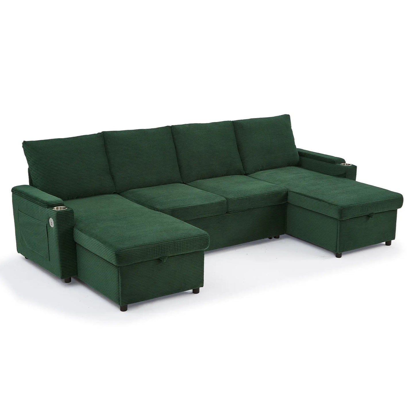 U Shaped Sectional Sofa Bed with Storage Chaise