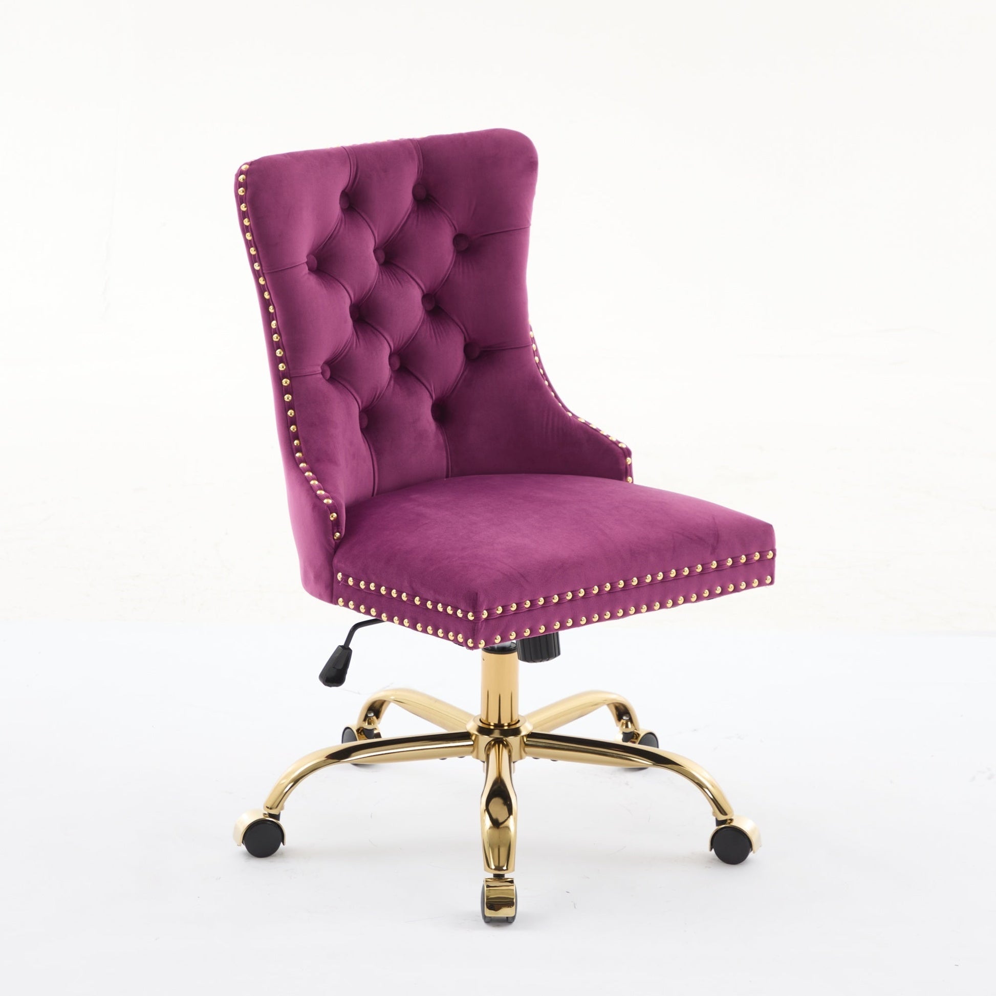 Office chair purple velvet tufted button upholstery with gold nailhead trim, HouseOfZazla on Tampa Home & Garden Store