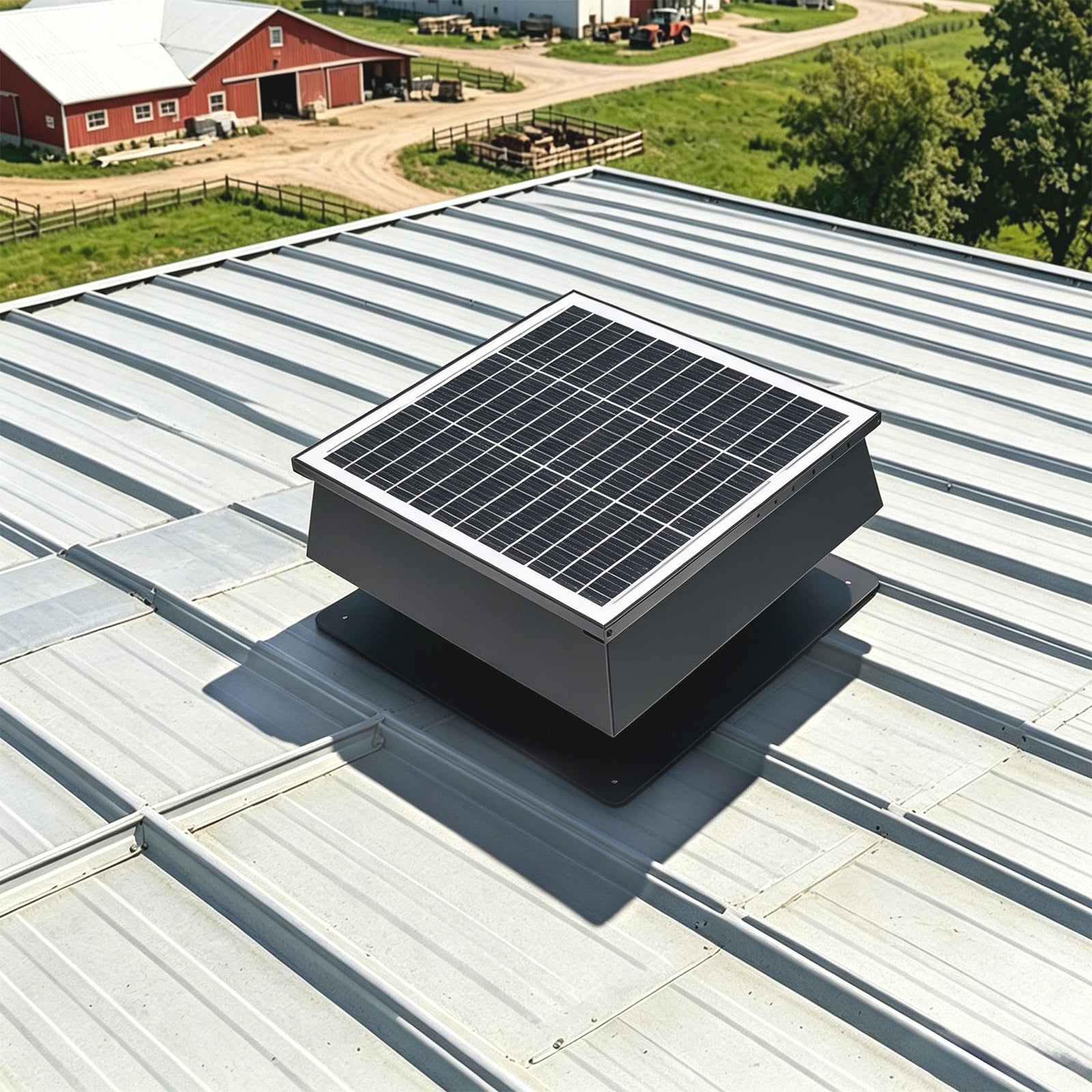 12 Inch Trapezoidal Adjustable Solar Roof Vent Fan HouseOfZazla on metal roof with solar panel on Tampa Home & Garden Store