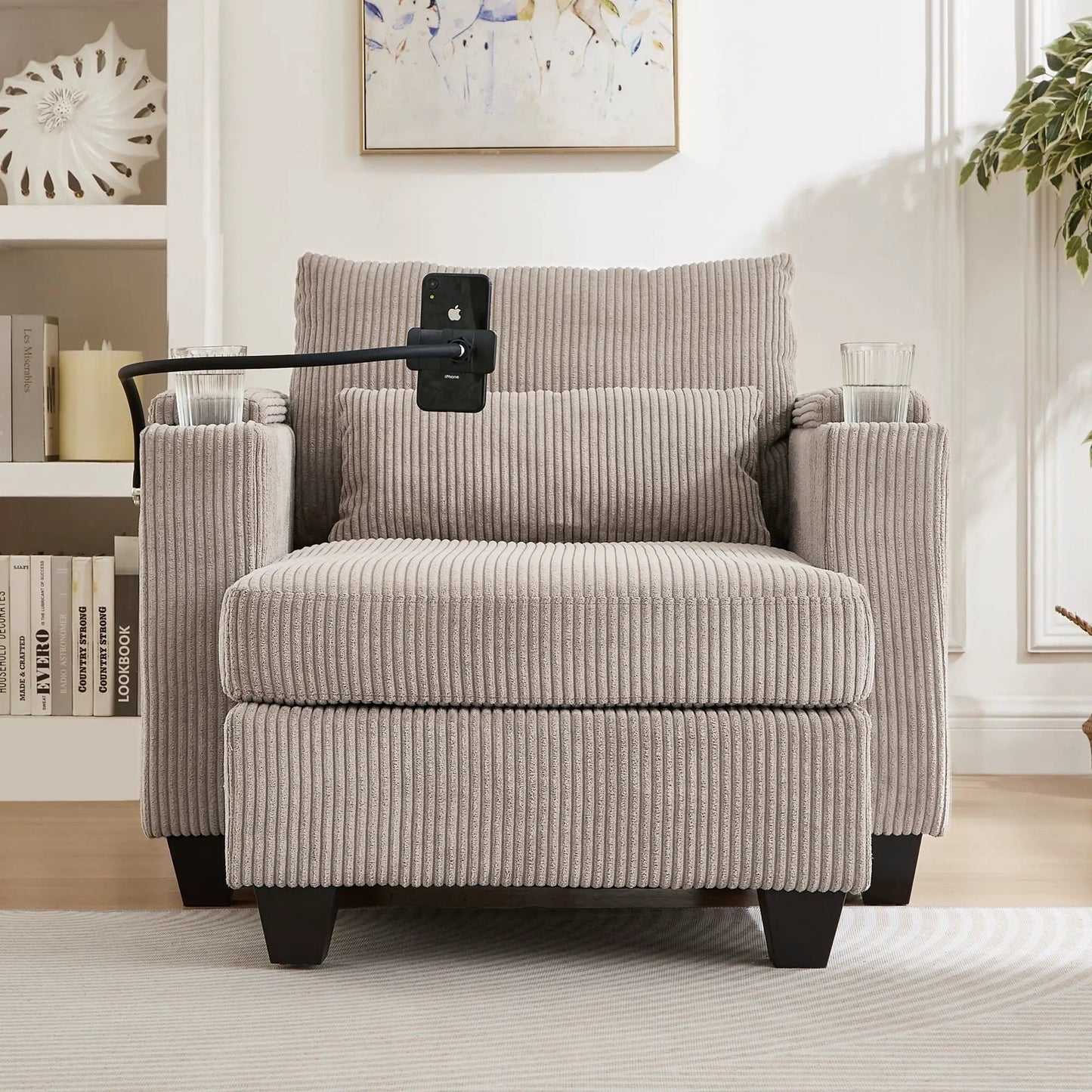 Convertible Chaise Lounge Chair With USB Ports