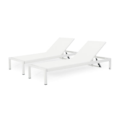 Outdoor Patio Chaise Lounge pair in white with adjustable backs, 5 reclining positions on Tampa Home & Garden Store