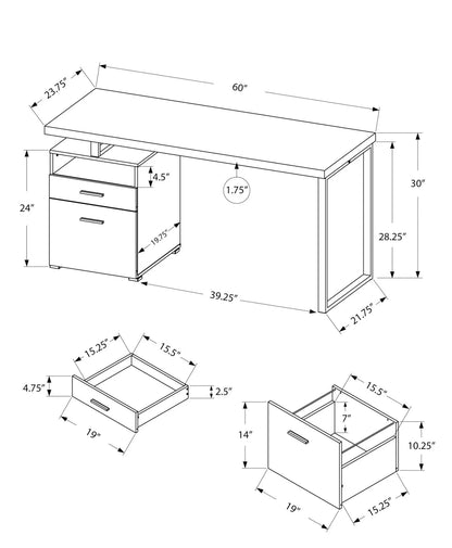 60-inch wide desk with left 3-drawer unit and right cabinet, desk by Unique Piece Furniture on Tampa Home & Garden Store