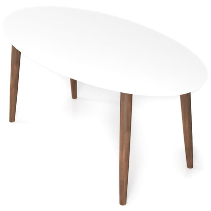 Mid-Century Modern Oval Dining Table white top with solid wood legs HouseOfZazla on Tampa Home & Garden Store