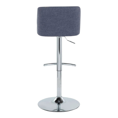 Toriano adjustable barstool set of 2 blue fabric with swivel chrome base and rounded T-footrest on Tampa Home & Garden Store