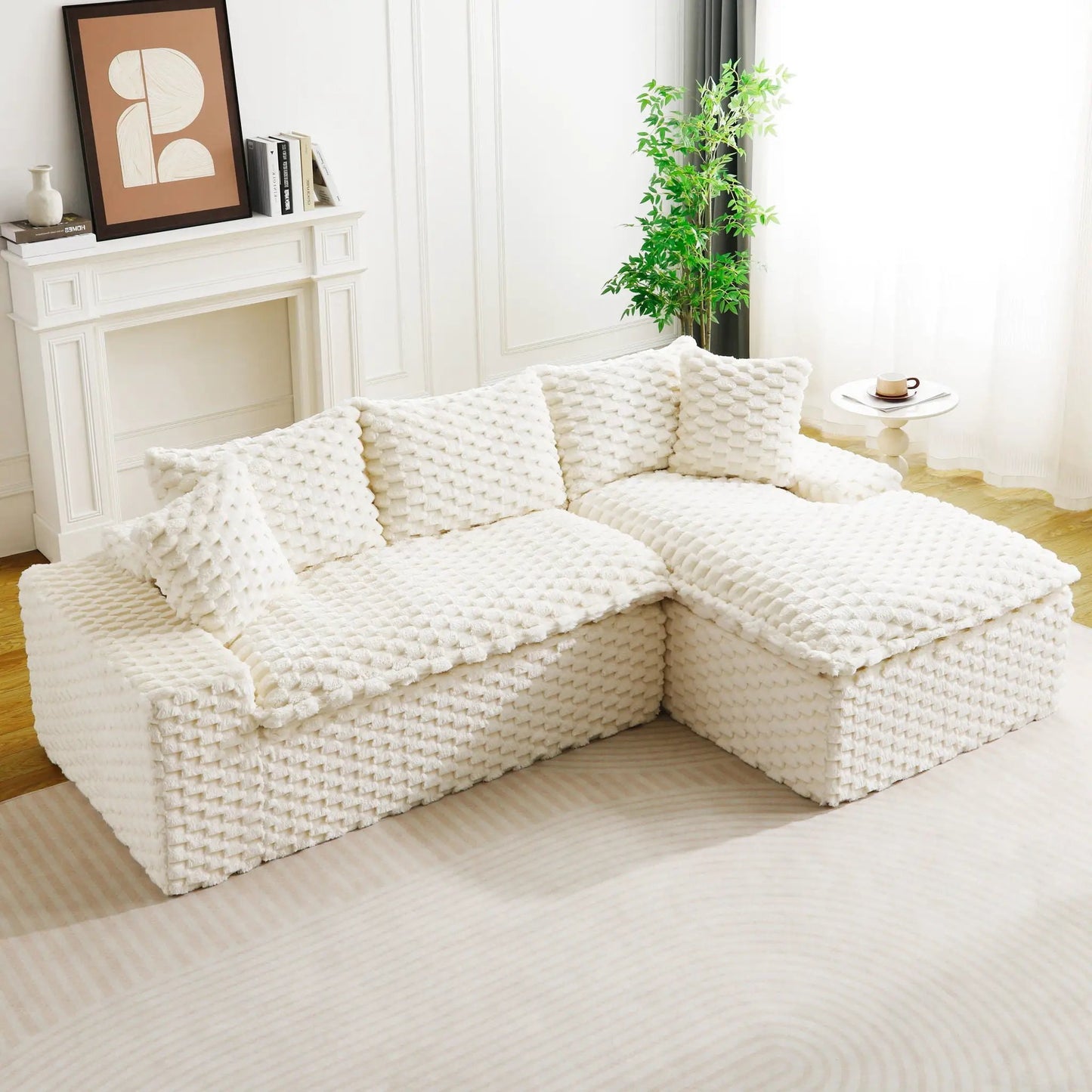Modular Sofa, Convertible Twin Seat with Chaise