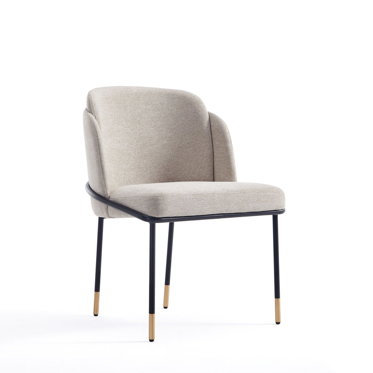 Flor Dining Chair beige twill upholstery with black metal legs by HouseOfZazla on Tampa Home & Garden Store