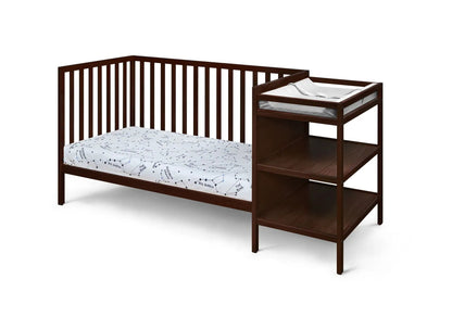 Palmer 3-in-1 Convertible Crib/Changer by Unique Piece Furniture in dark wood with side changer on Tampa Home & Garden Store