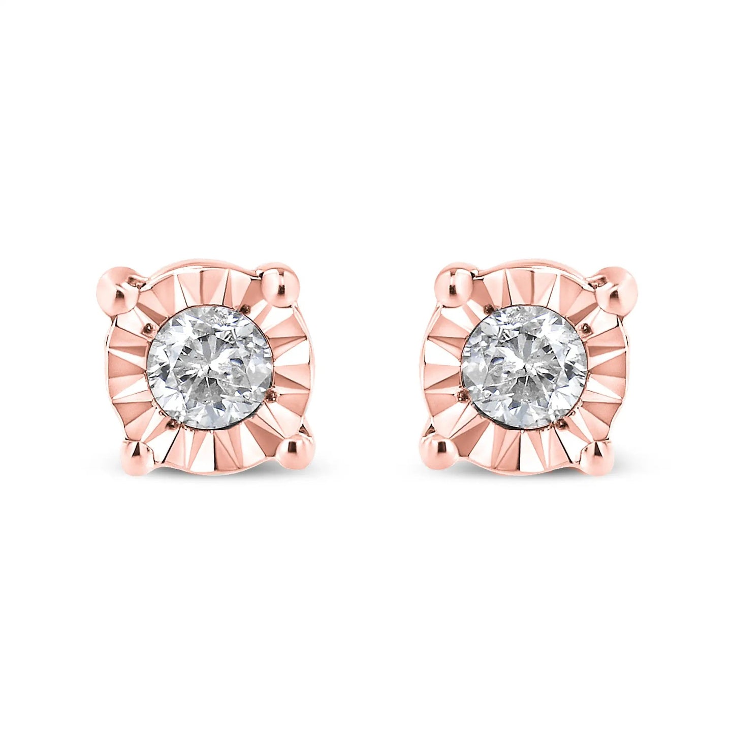 Stud earrings rose-gold plated sterling silver with 1/10 ct tw round diamonds Miracle-Set pair on Tampa Home & Garden Store