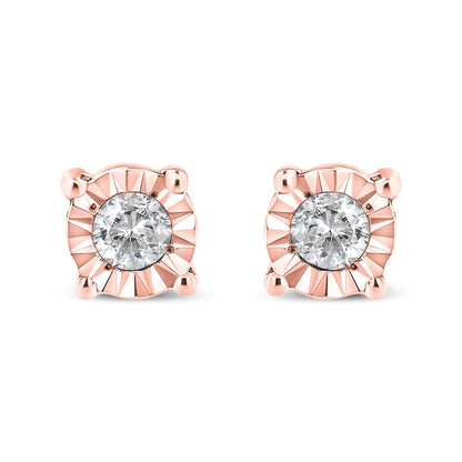 Stud earrings rose-gold plated sterling silver with 1/10 ct tw round diamonds Miracle-Set pair on Tampa Home & Garden Store