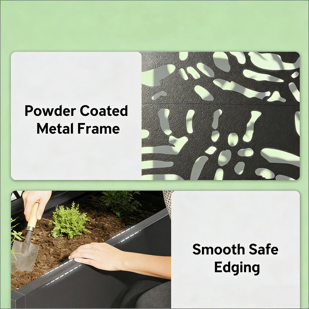 Trellis planter with powder-coated black metal frame and drainage system on Tampa Home & Garden Store