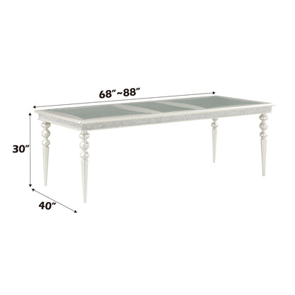 Maverick Dining Table - Silver by HouseOfZazla, glass top with base, extension 68–88 inches on Tampa Home & Garden Store