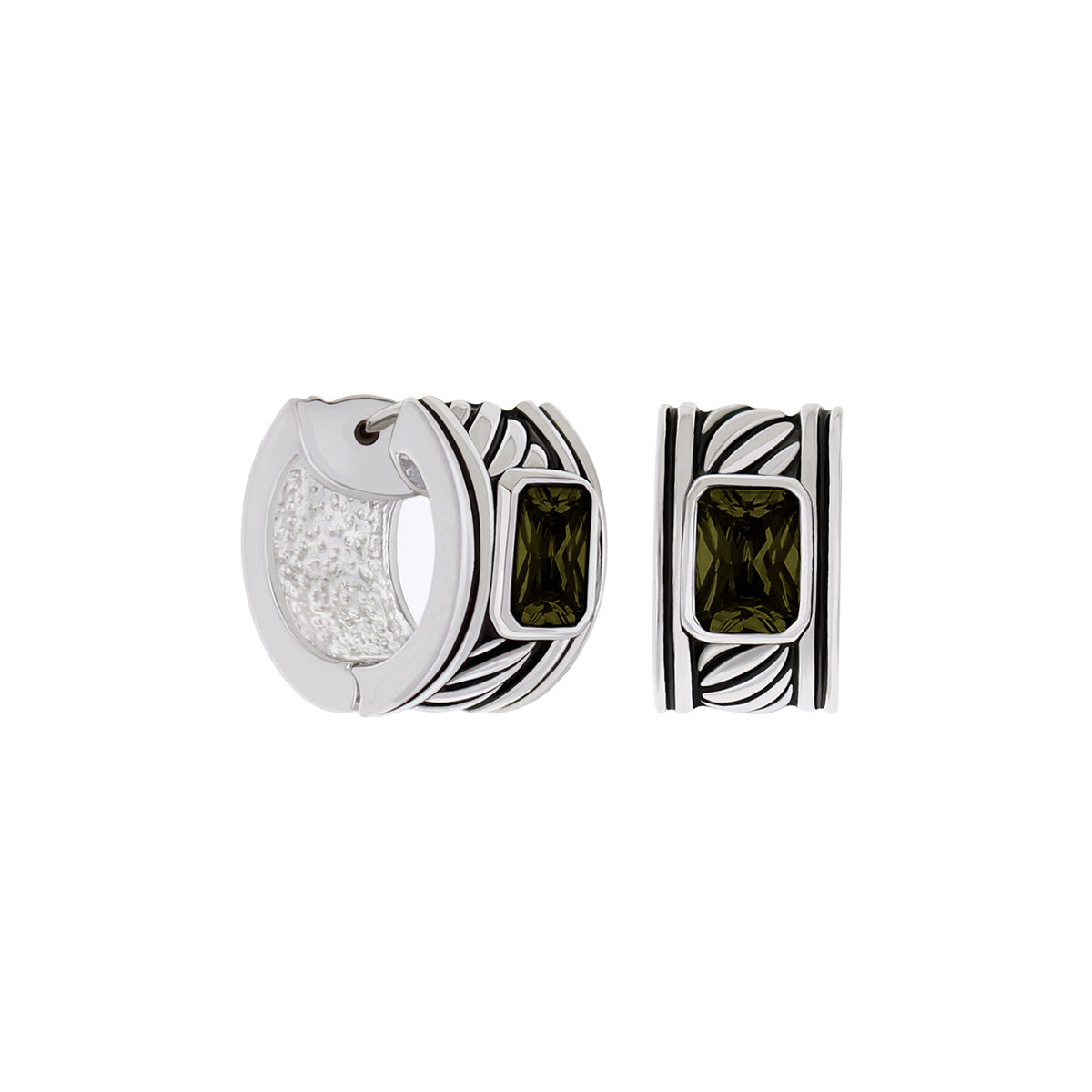 Antique Cz Huggies earrings pair olive green stones by Lauren G Adams on Tampa Home & Garden Store