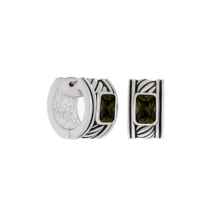 Antique Cz Huggies earrings pair olive green stones by Lauren G Adams on Tampa Home & Garden Store