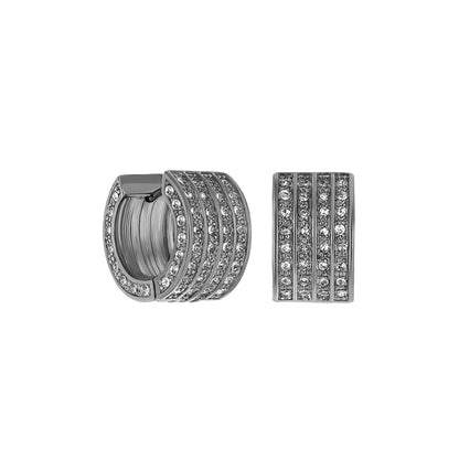 Pave huggies set by Lauren G Adams: silver-tone pavé hoops and pavé rectangular bar earring on Tampa Home & Garden Store
