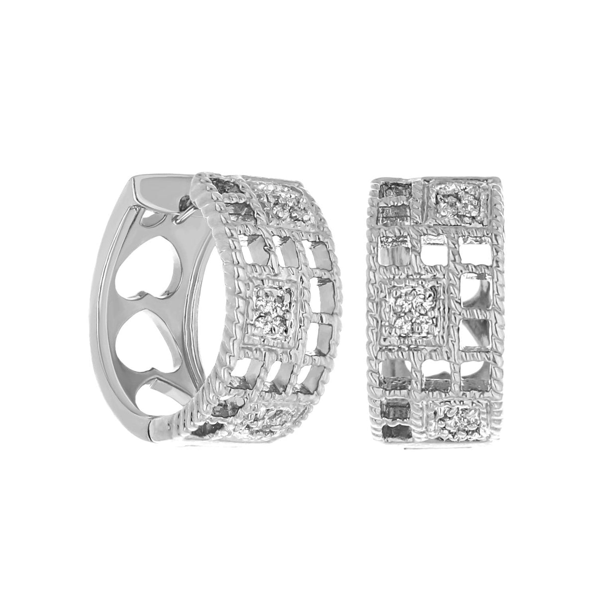 Lga Huggies earrings square pave lattice hoops in silver by Lauren G Adams on Tampa Home & Garden Store