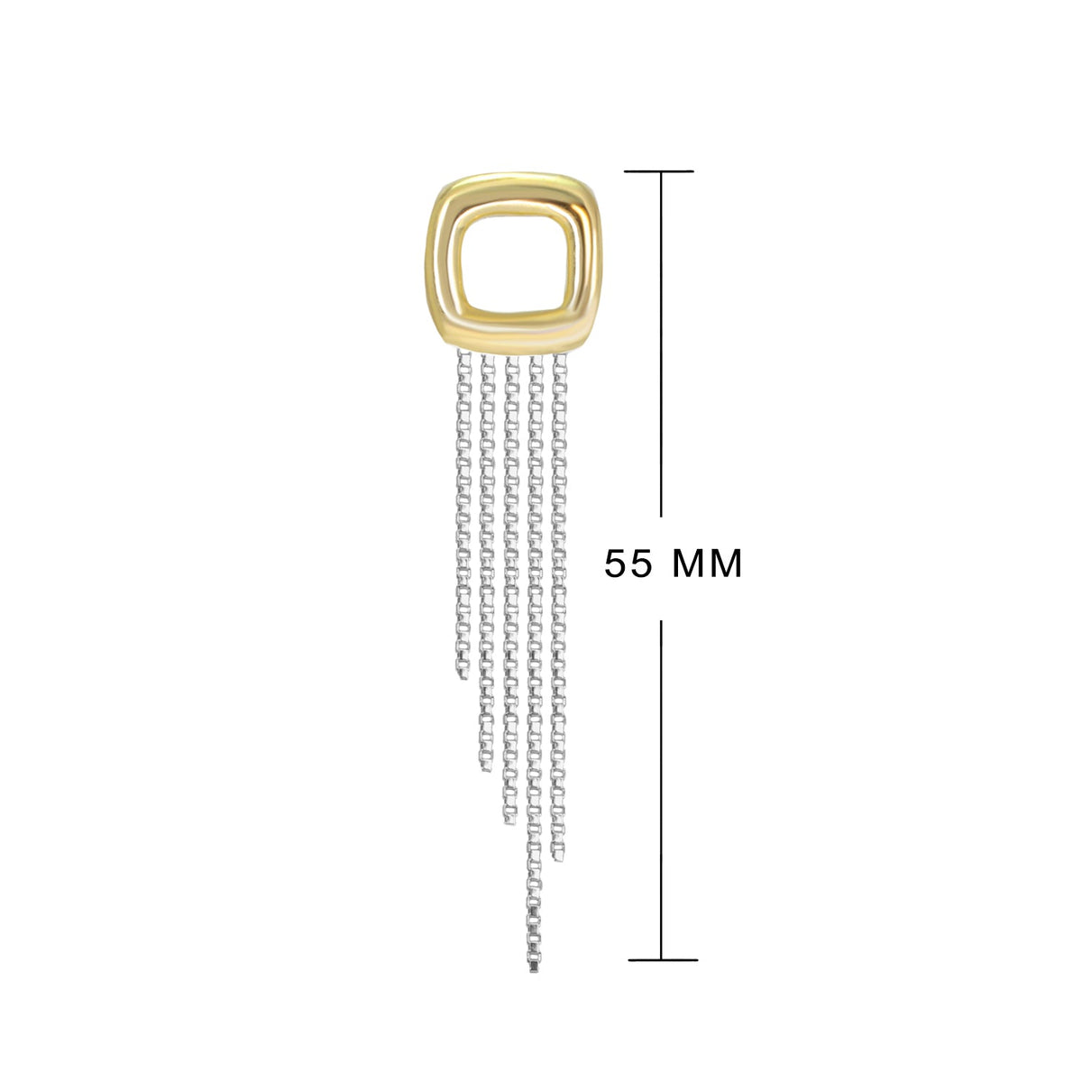 Tassel Earrings by Lauren G Adams, gold square top with silver chain tassels, 55 mm long on Tampa Home & Garden Store