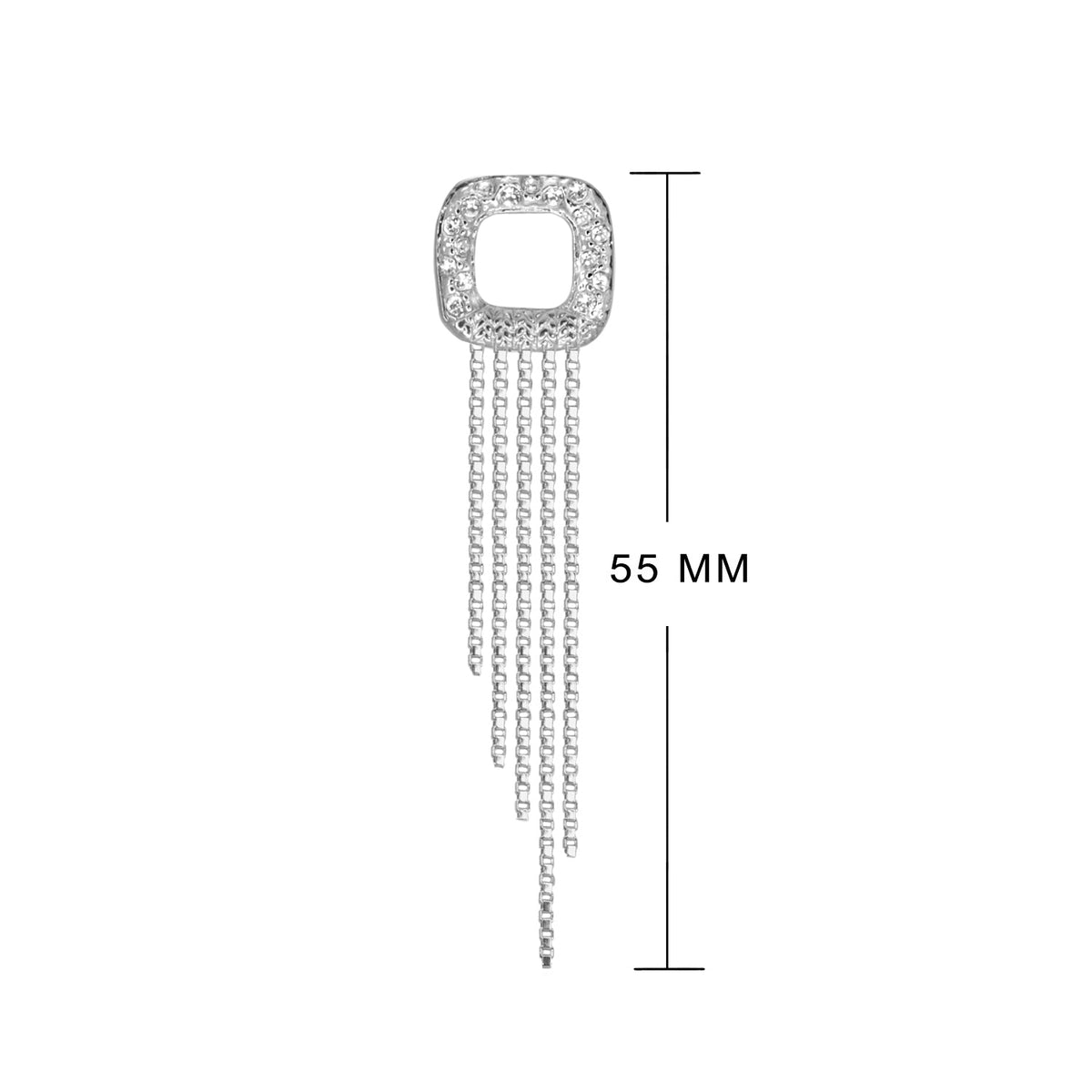 Lauren G Adams tassel earrings with rhinestone square and silver chain tassels 55mm drop on Tampa Home & Garden Store