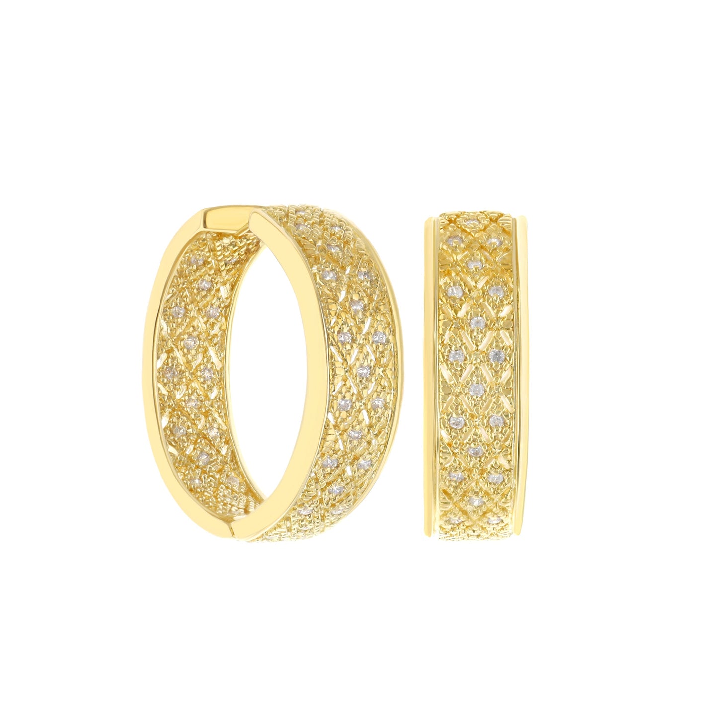 Pair of gold-tone hoop earrings with pavé diamond detailing by Lauren G Adams on Tampa Home & Garden Store