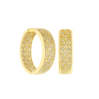 Pair of gold-tone hoop earrings with pavé diamond detailing by Lauren G Adams on Tampa Home & Garden Store