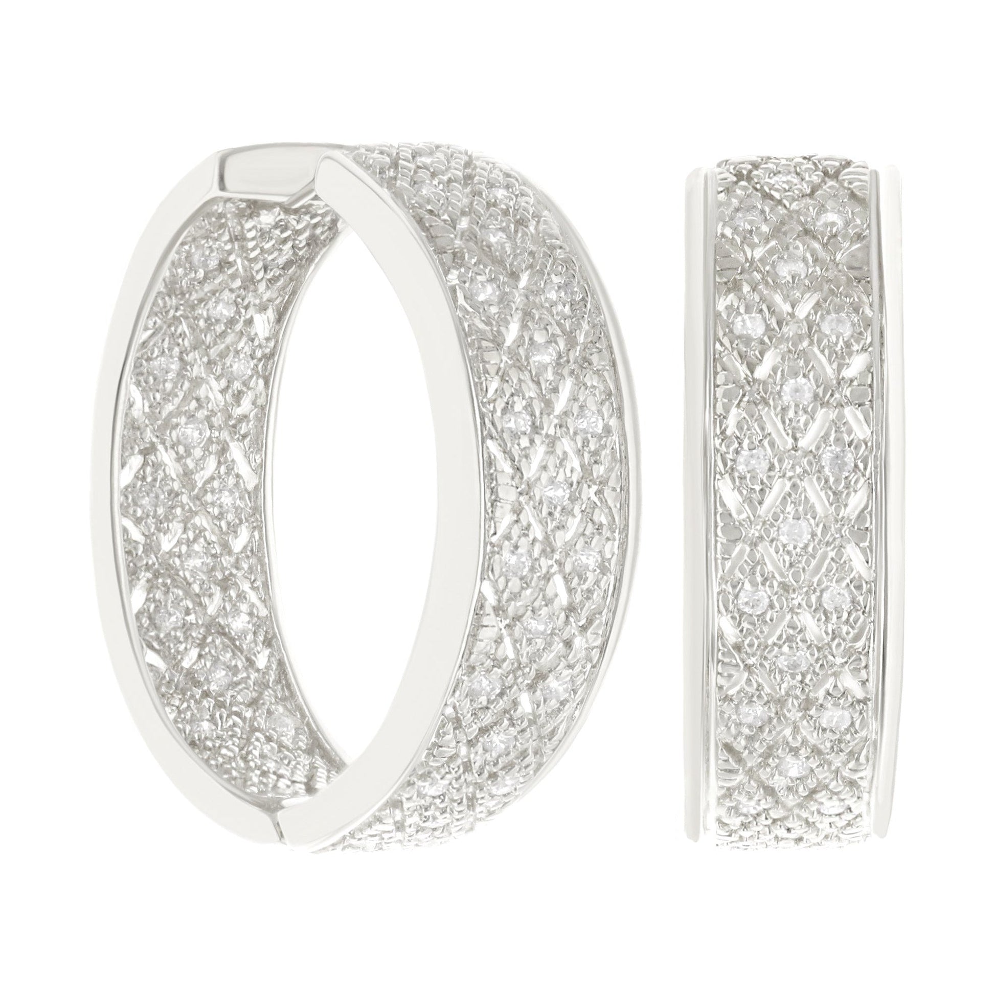 Hoop earrings textured pavé silver finish 2-piece set by Lauren G Adams on Tampa Home & Garden Store