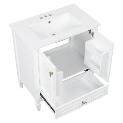 White freestanding vanity with drawers and soft-close doors by HouseOfZazla on Tampa Home & Garden Store