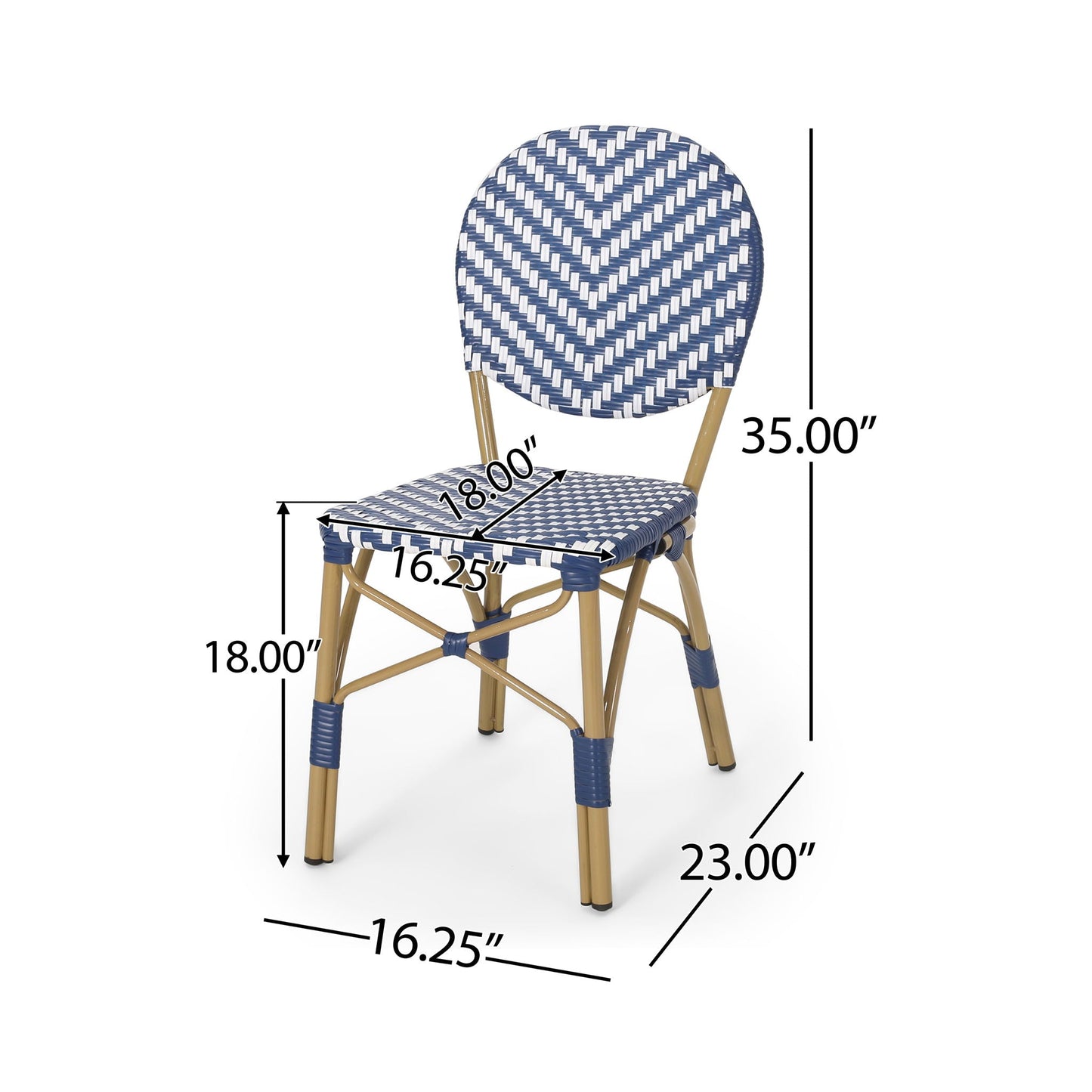 Navy Blue French Armless and Aluminum Chairs