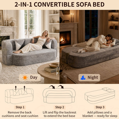 Convertible Eggshell Sofa Bed for Small Spaces