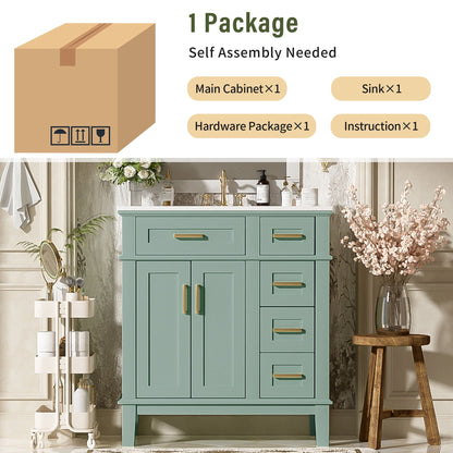 HouseOfZazla teal bathroom vanity with sink, deep & standard drawers, soft-close doors on Tampa Home & Garden Store
