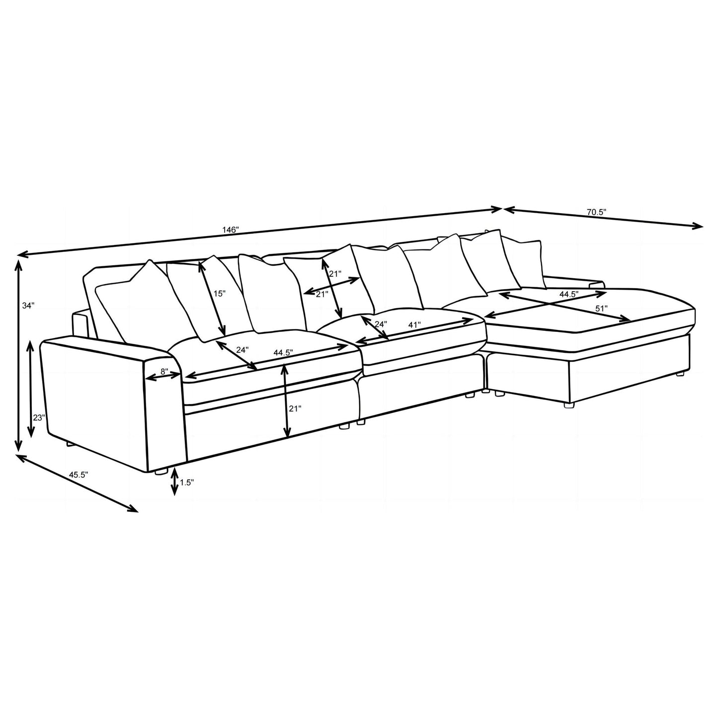 Cassidy upholstered sectional sofa with reversible cushions by HouseOfZazla on Tampa Home & Garden Store