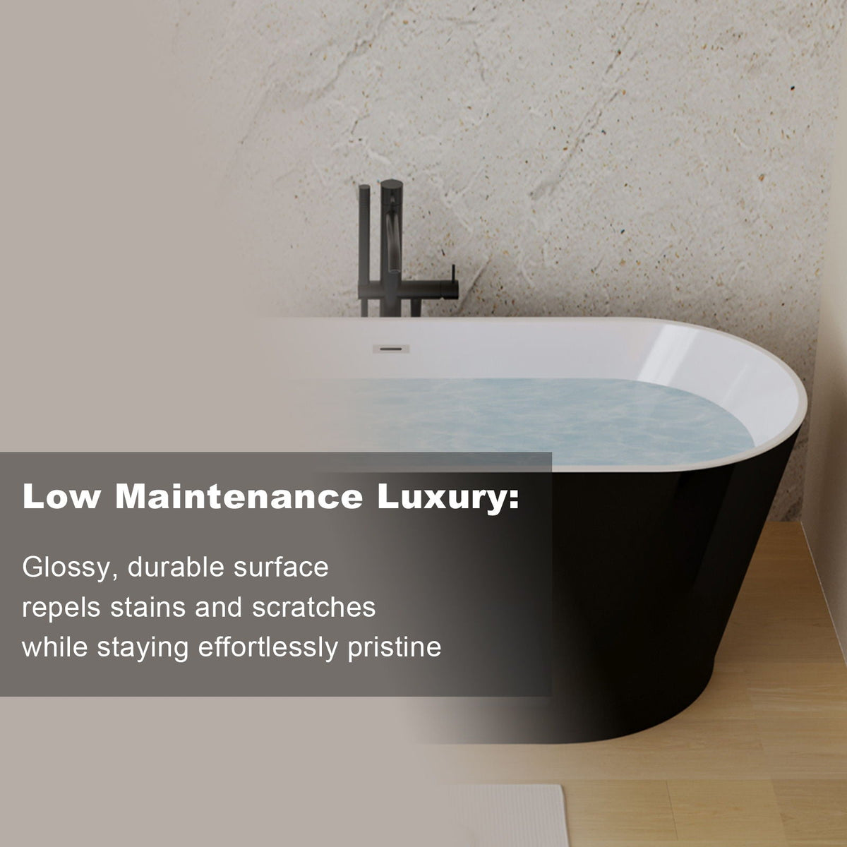Glossy freestanding bathtub with toe-tap drain and black matte faucet by HouseOfZazla on Tampa Home & Garden Store