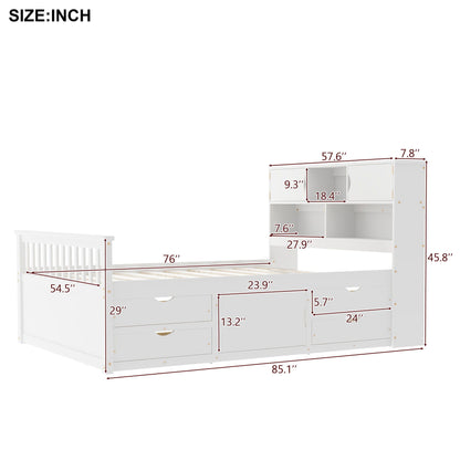 Captain Platform Bed Frame and Bookcase Headboard