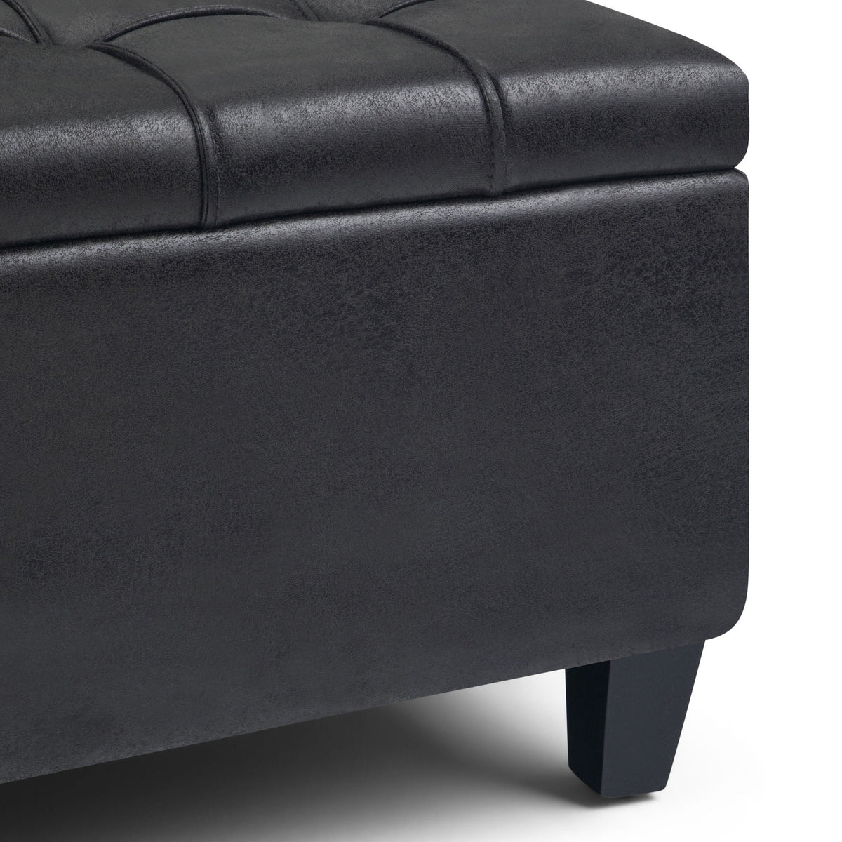 Harrison Tufted Lift Top Storage Ottoman dark charcoal faux leather on Tampa Home & Garden Store