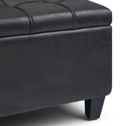Harrison Tufted Lift Top Storage Ottoman dark charcoal faux leather on Tampa Home & Garden Store