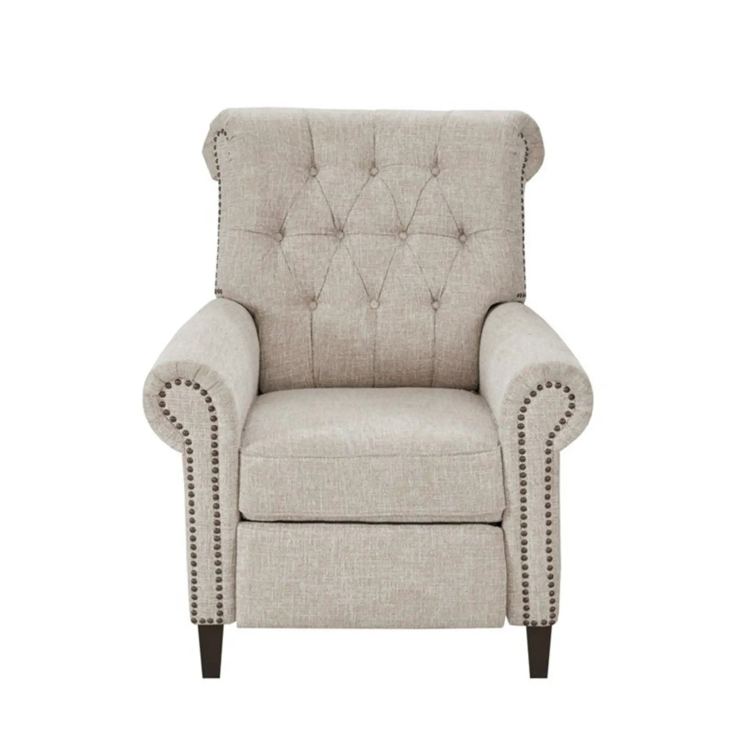 Push-back cream recliner Aidan with tufted back and nailhead trim by Unique Piece Furniture on Tampa Home & Garden Store