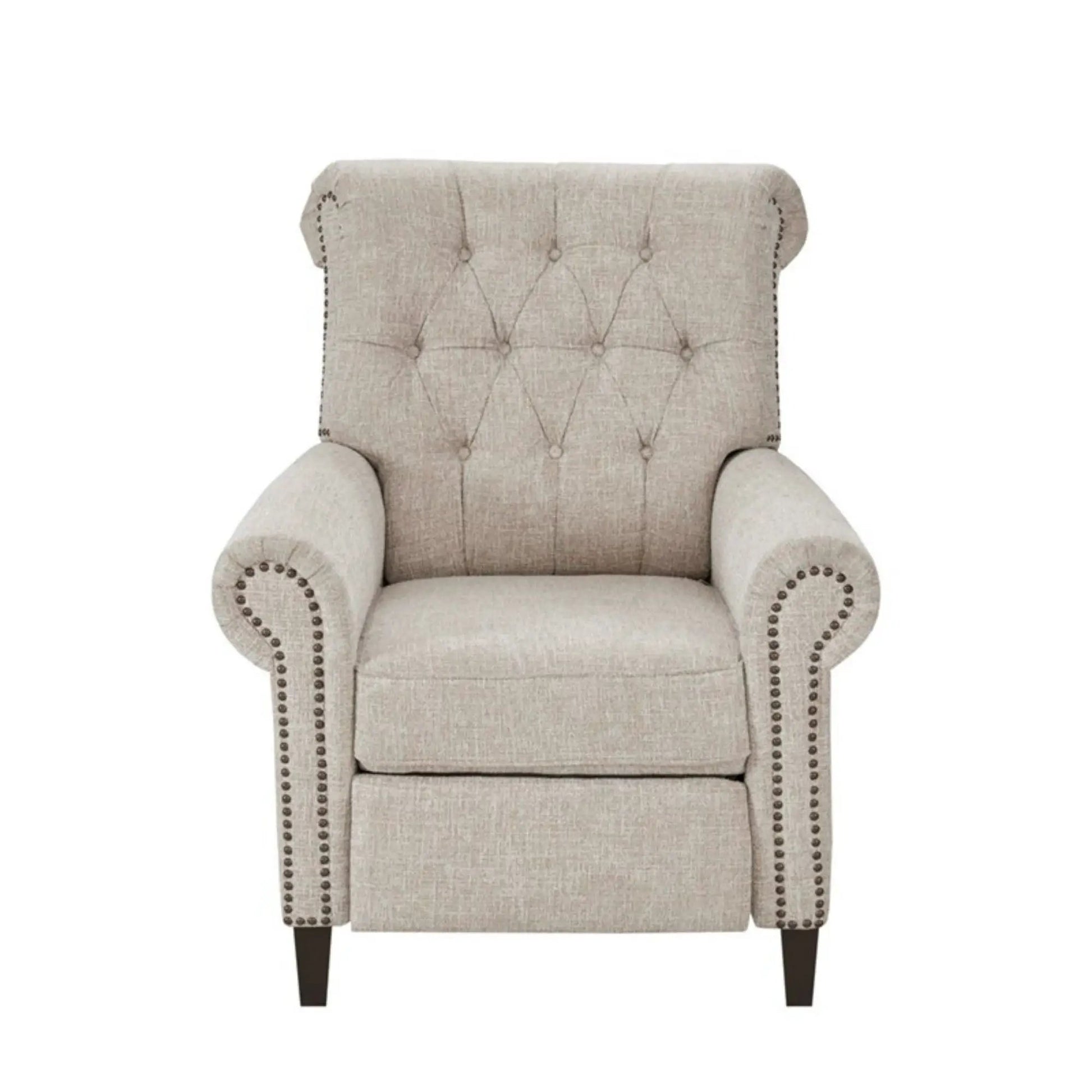 Push-back cream recliner Aidan with tufted back and nailhead trim by Unique Piece Furniture on Tampa Home & Garden Store